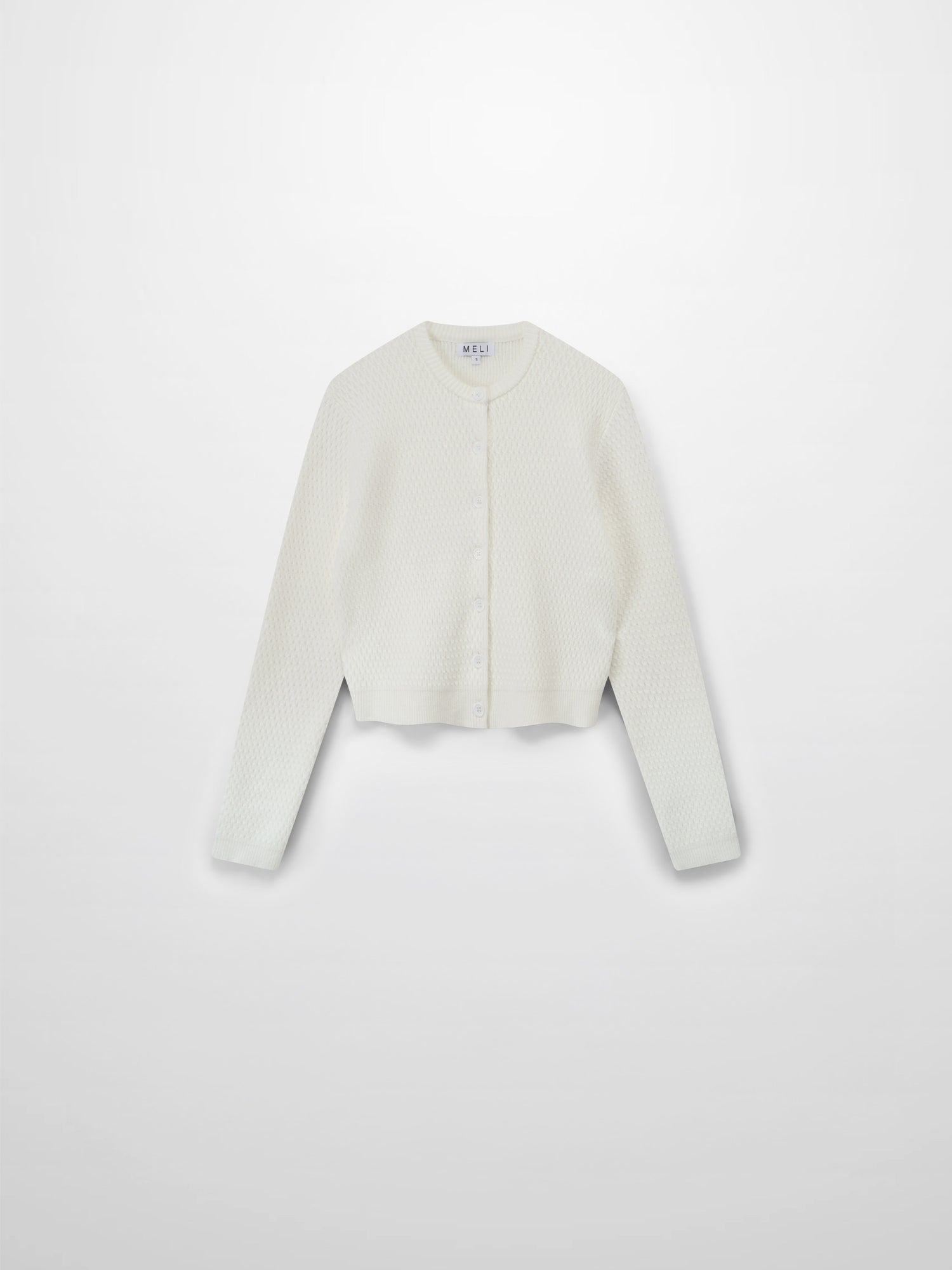 Textured Crew Cardigan-Ivory