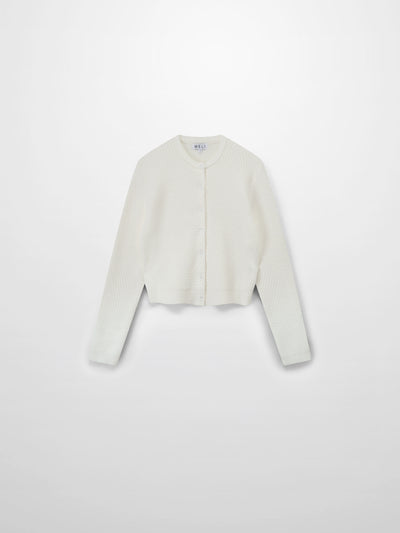 Textured Crew Cardigan-Ivory