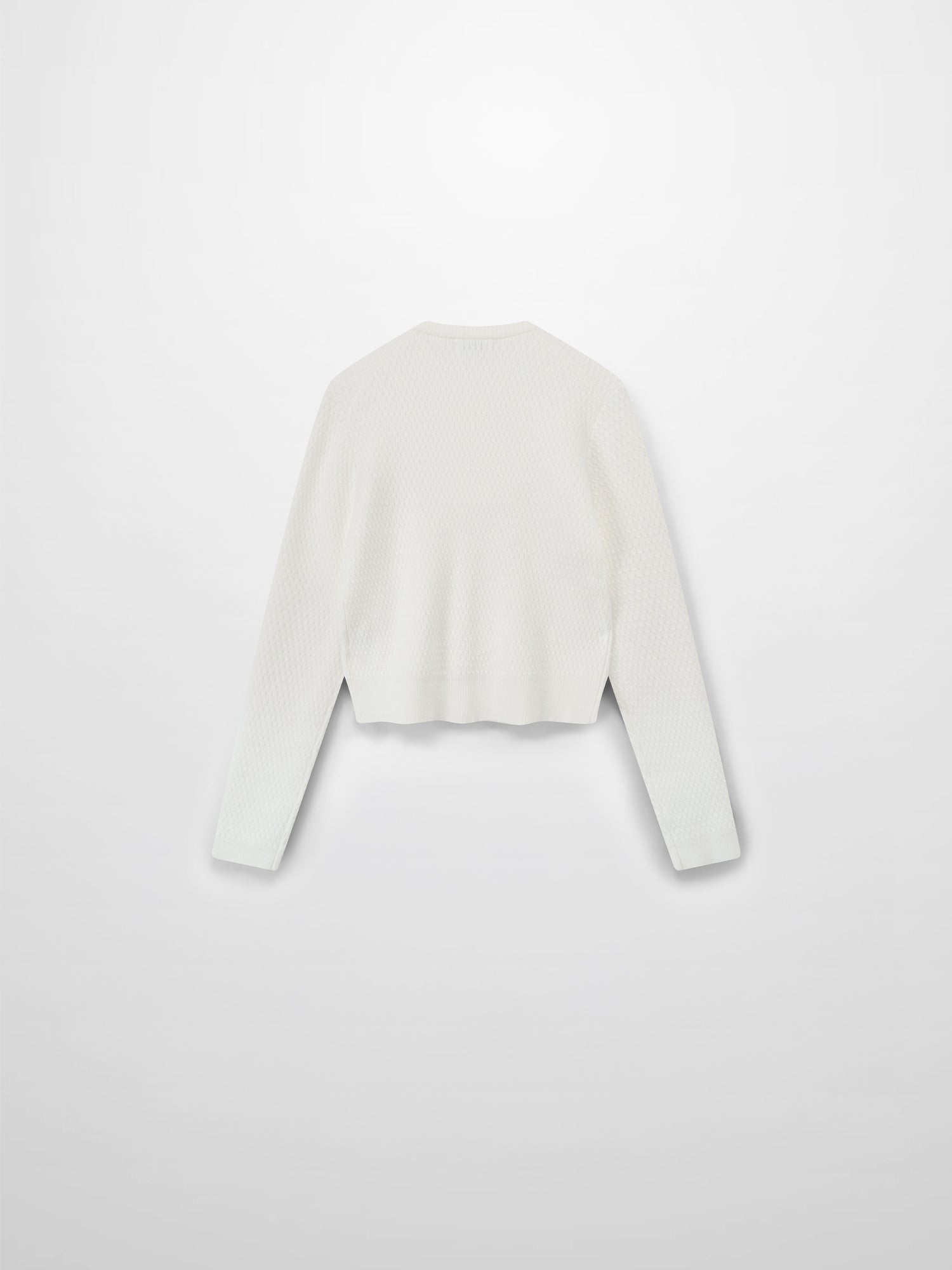 Textured Crew Cardigan-Ivory