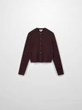 Textured Crew Cardigan-Chocolate Brown