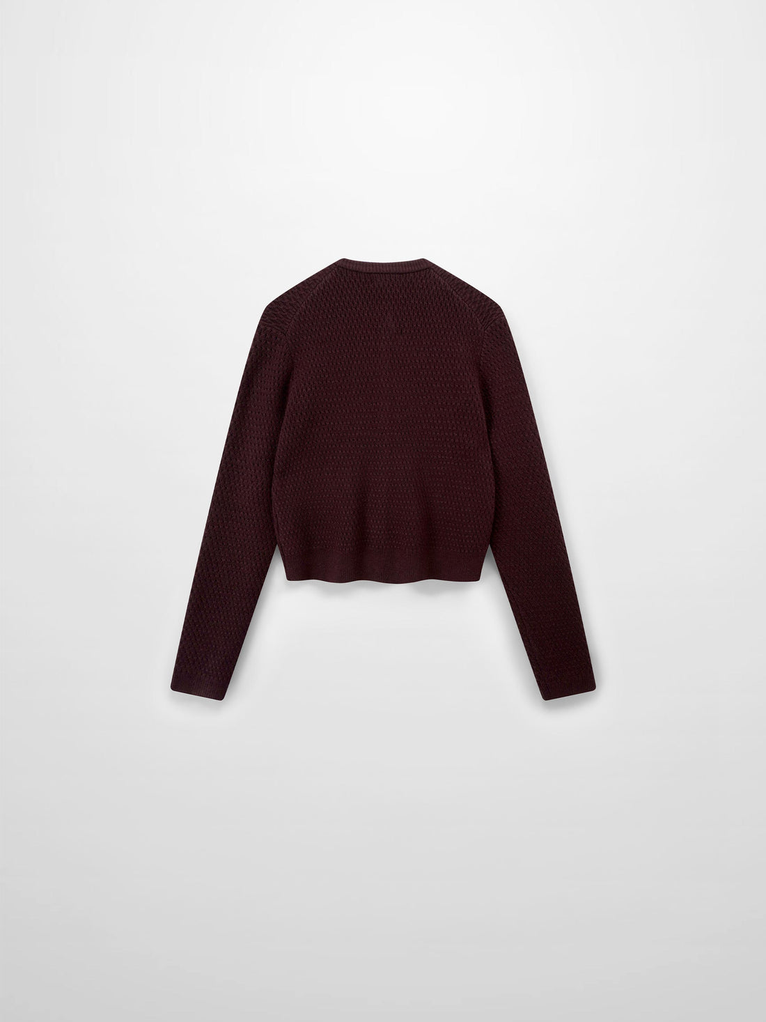Textured Crew Cardigan-Chocolate Brown