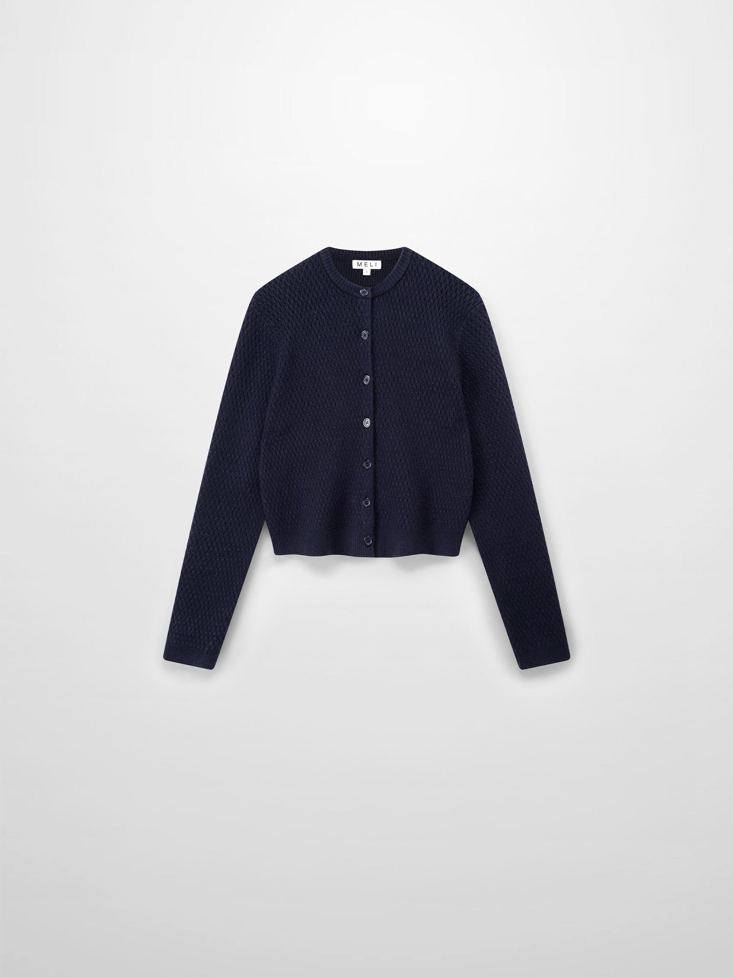 Textured Crew Cardigan-Navy
