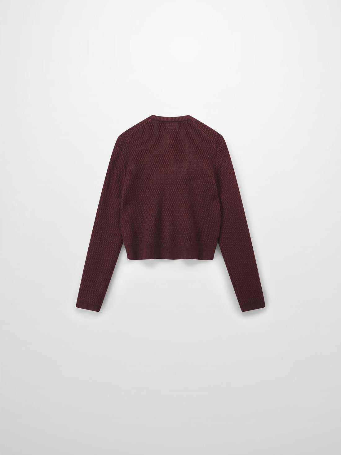 Textured Crew Cardigan-Heathered Burgundy