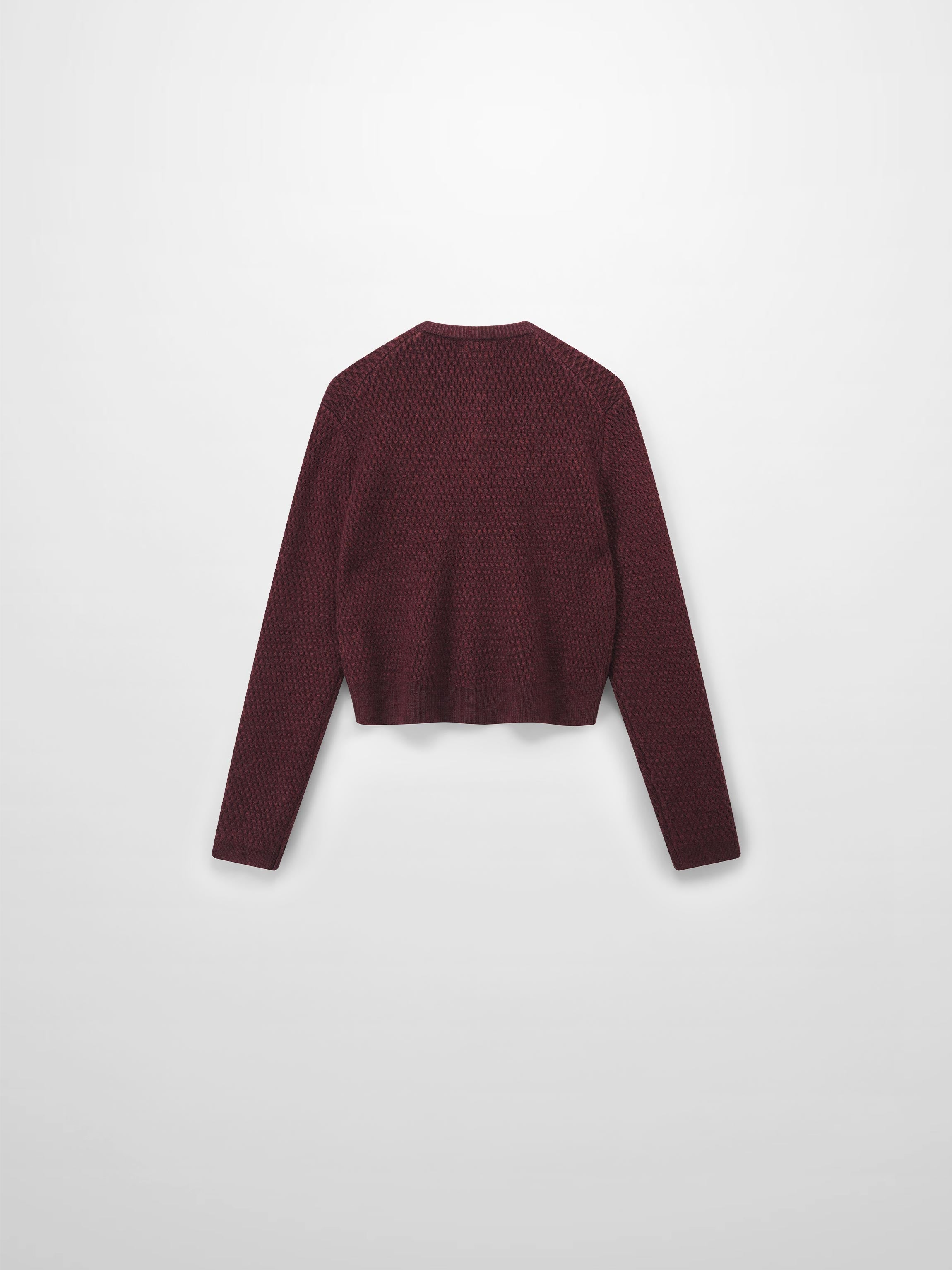 Textured Crew Cardigan-Heathered Burgundy
