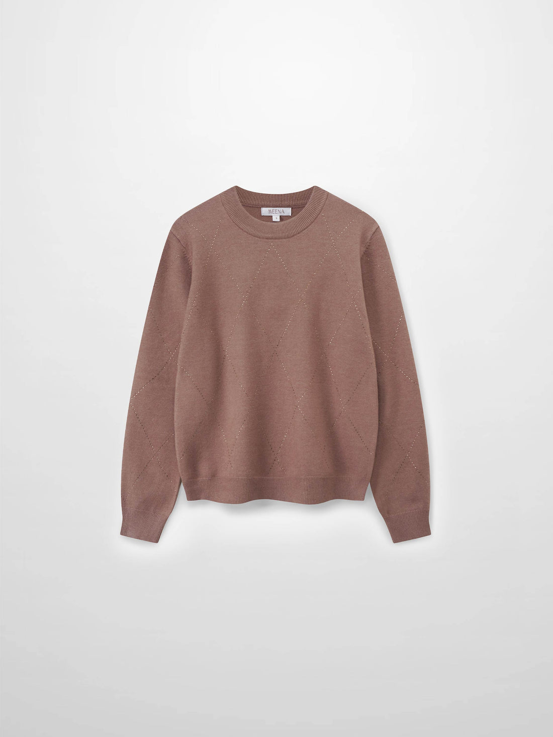 Diamond Stud Design Sweater-Mocha Mousse