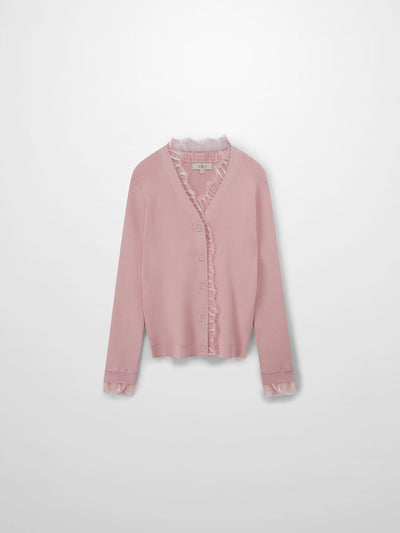 Lace Trimmed Sweater-Blush