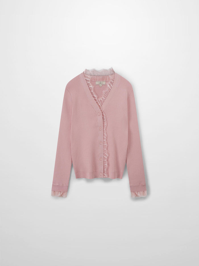 Lace Trimmed Sweater-Blush