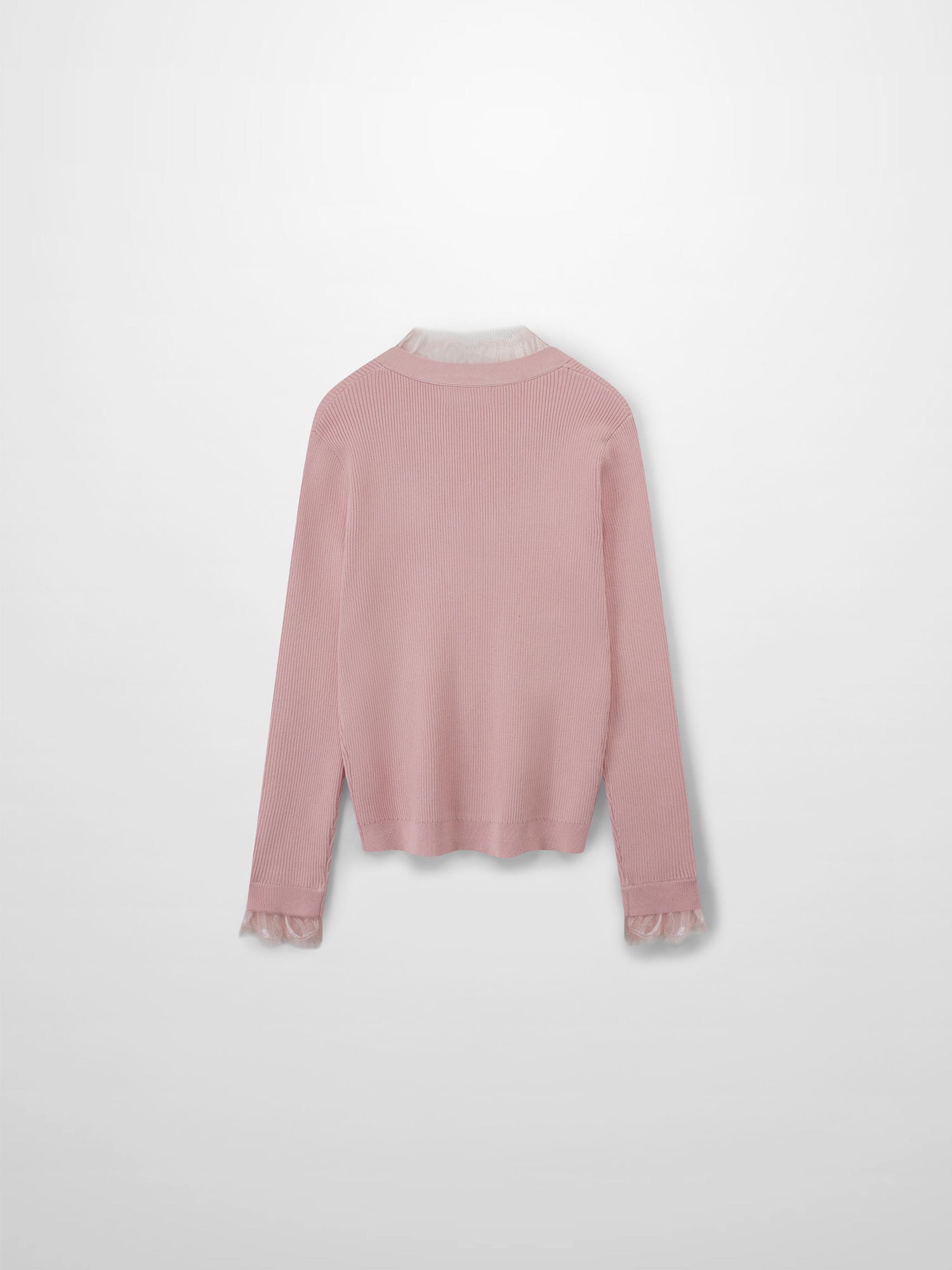 Lace Trimmed Sweater-Blush