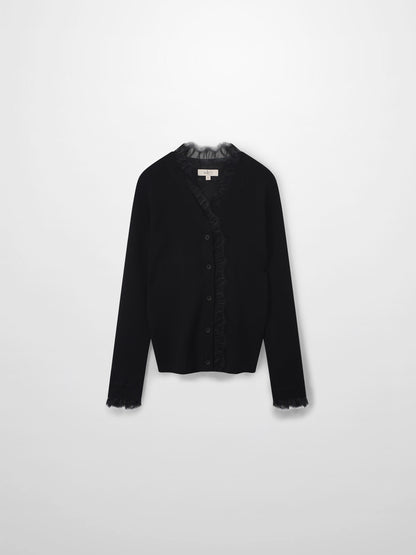 Lace Trimmed Sweater-Black
