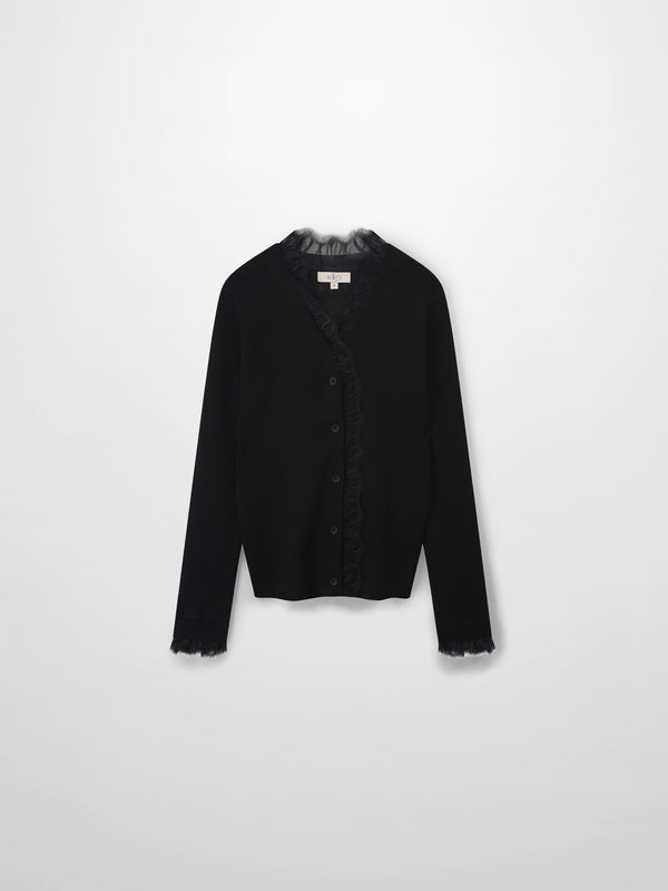 Lace Trimmed Sweater-Black
