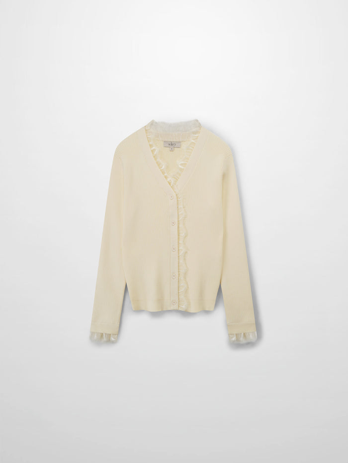 Lace Trimmed Sweater-Cream