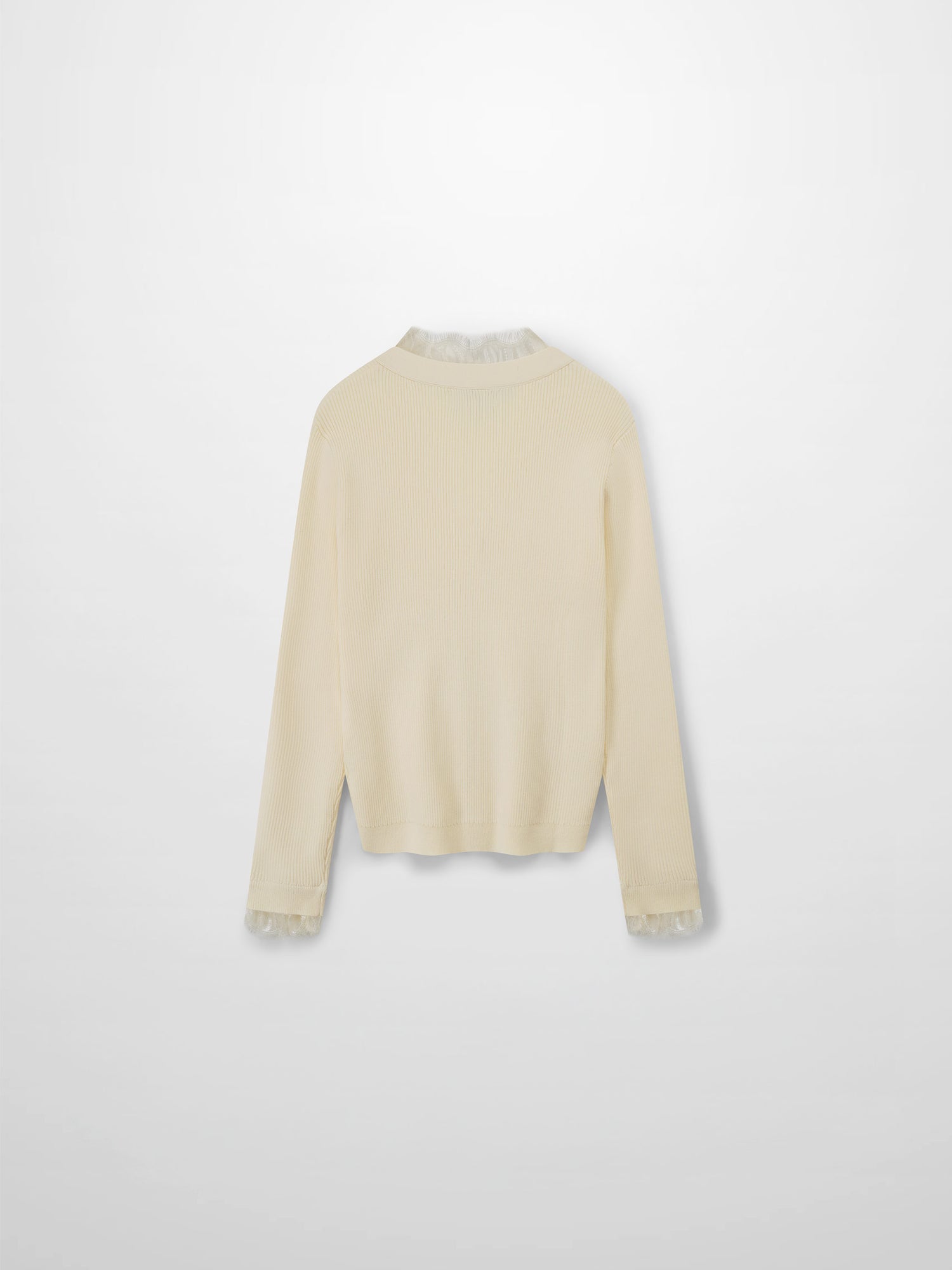 Lace Trimmed Sweater-Cream