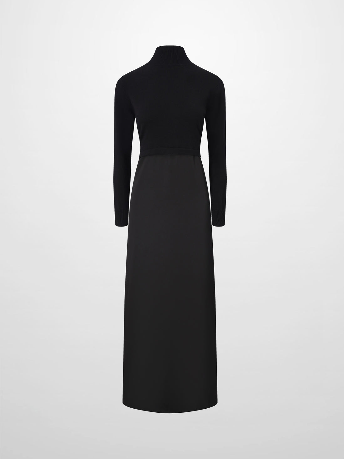 Knit Top Mock Neck Dress-Black