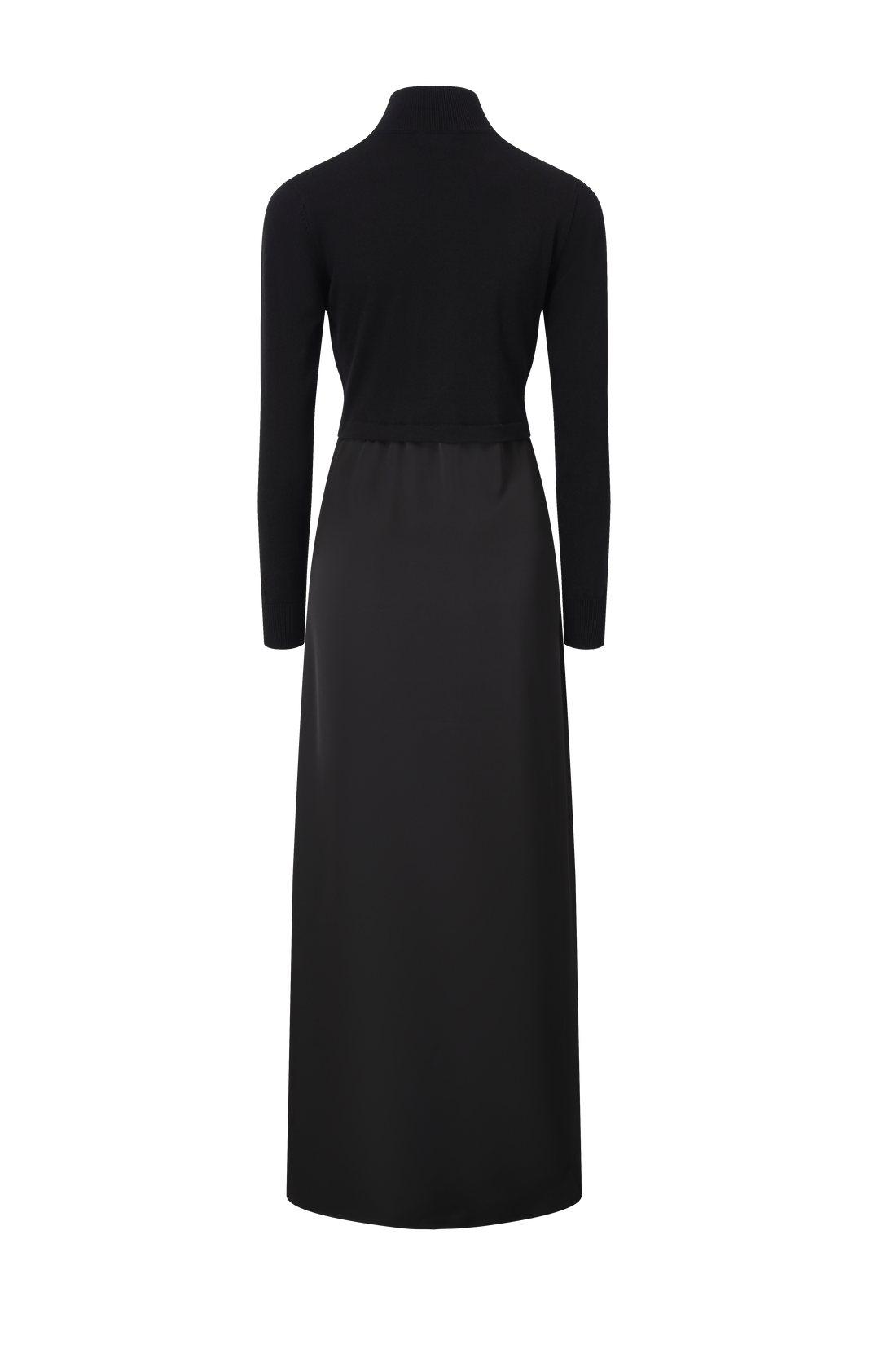 Knit Top Mock Neck Dress-Black