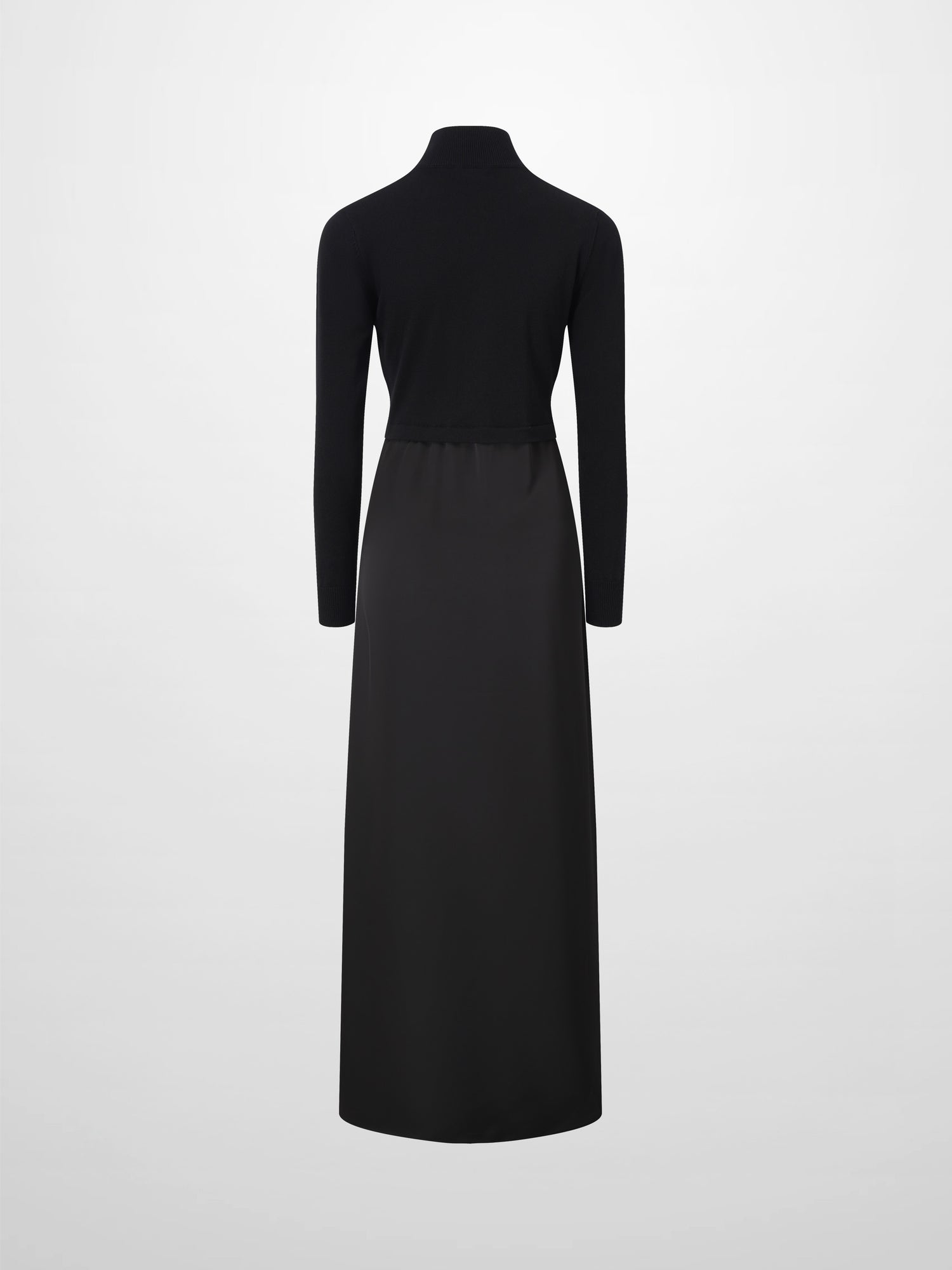 Knit Top Mock Neck Dress-Black