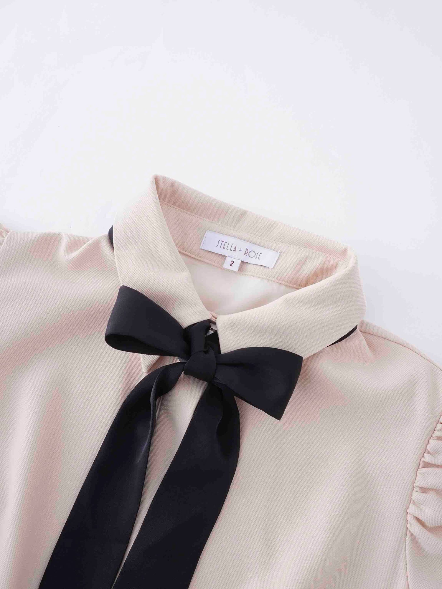 Lily Dress-Cream/Black Bow