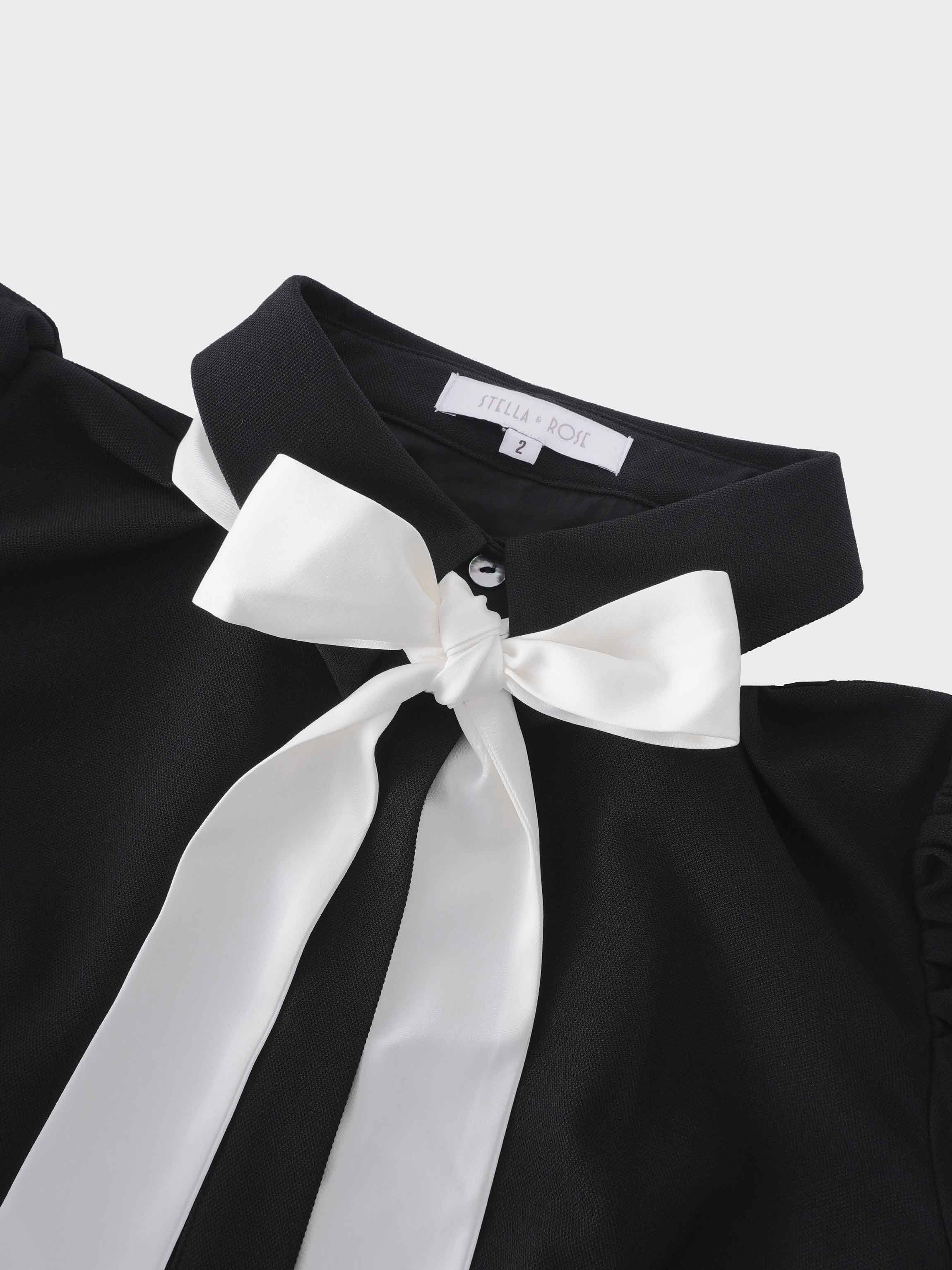 Lily Dress-Black/Cream Bow