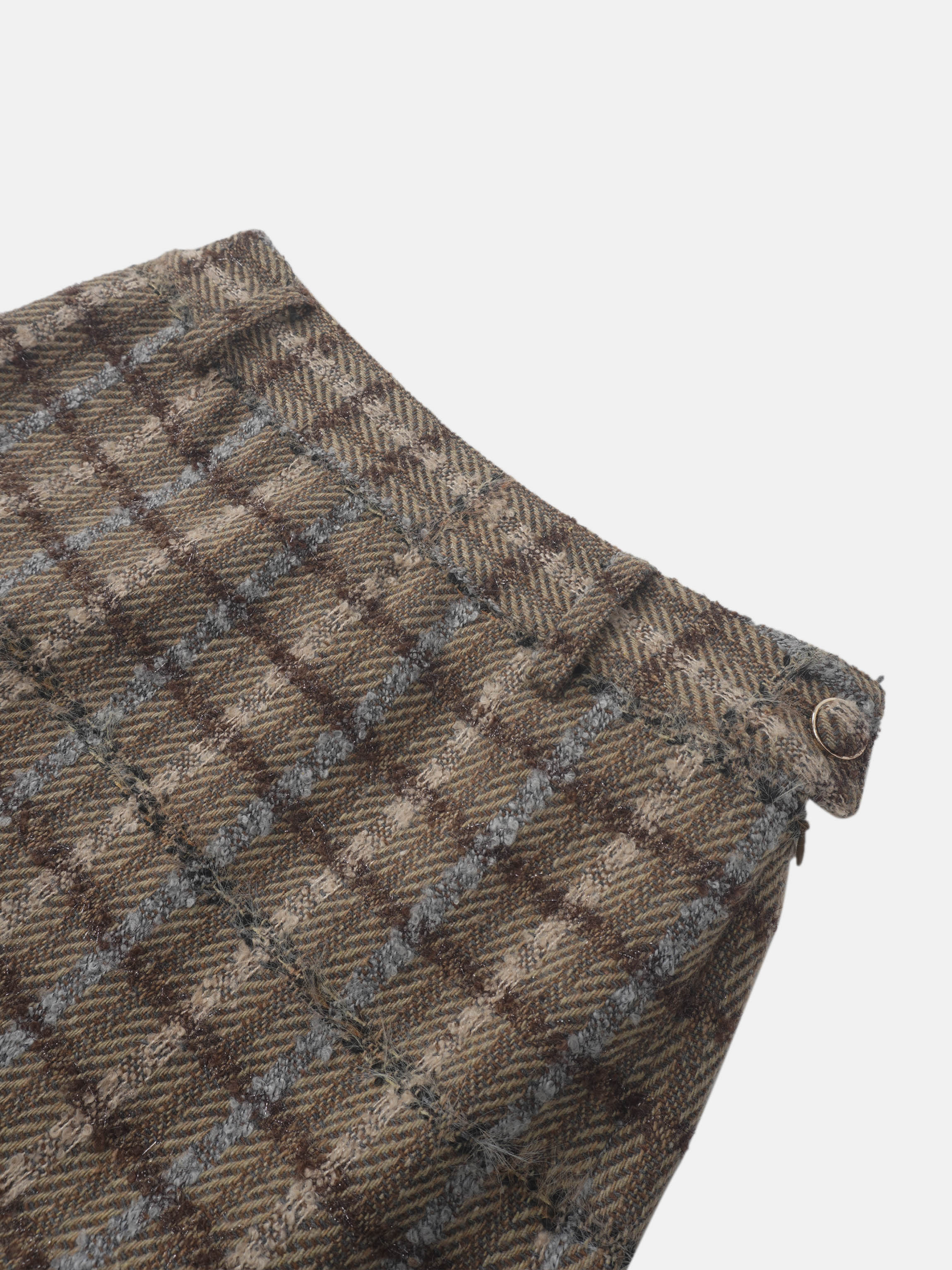 Straight Maxi Skirt - Camel Plaid