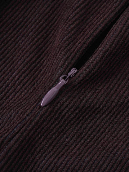 Corduroy Slip Dress-Brown