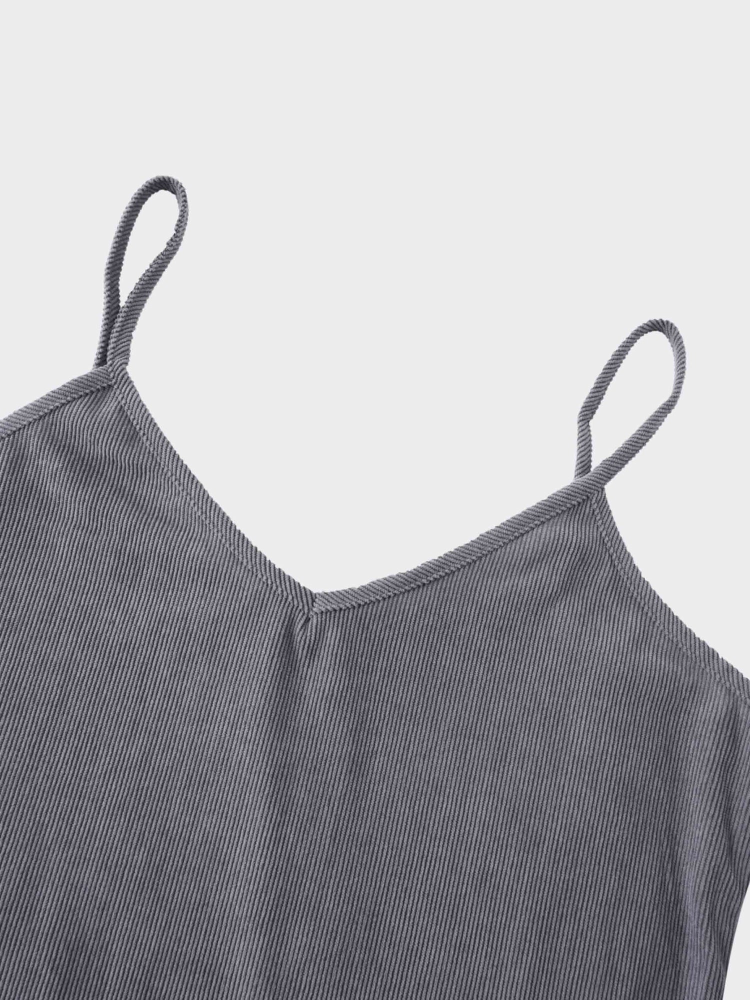 Corduroy Slip Dress-Grey