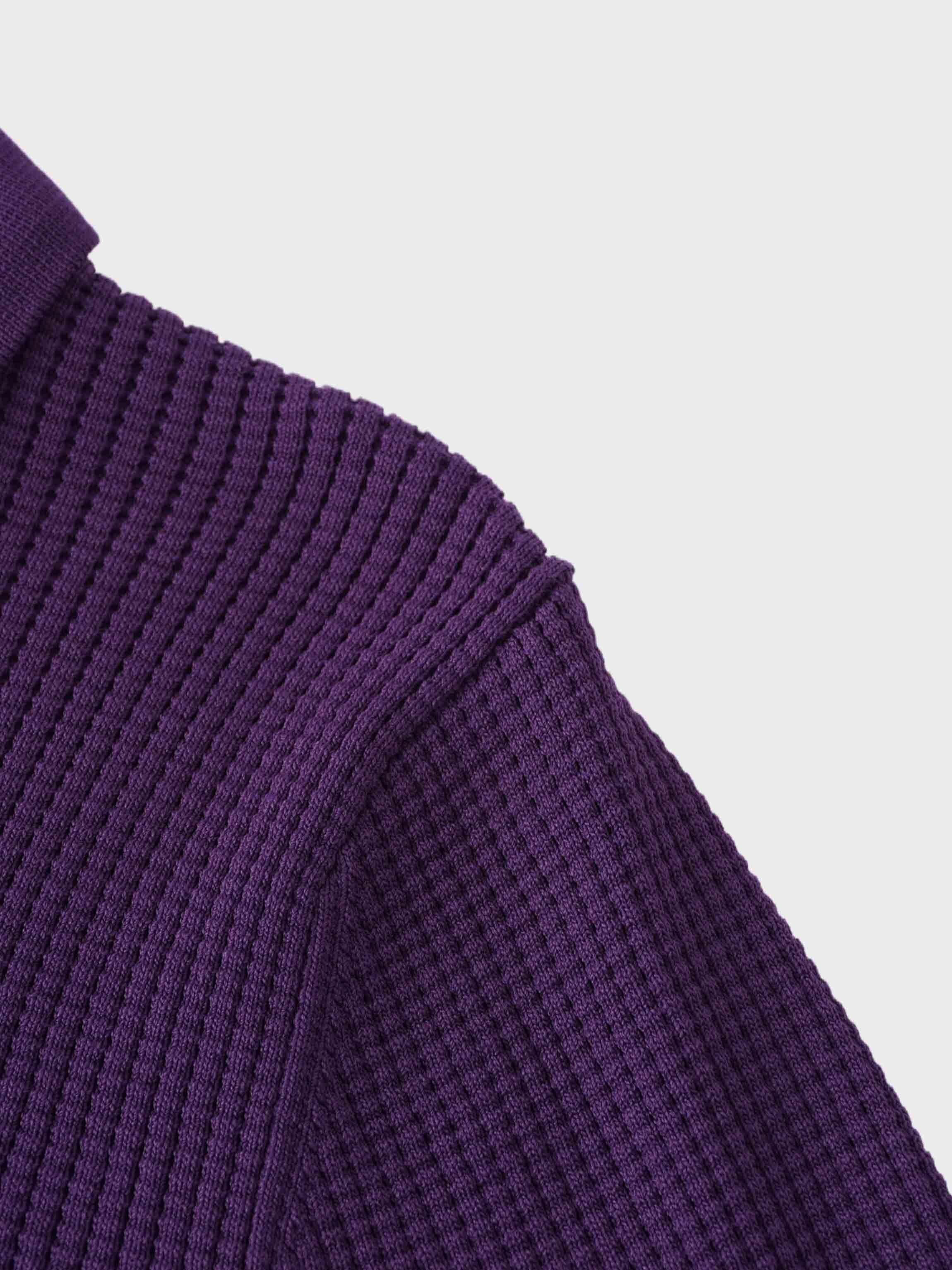 Waffle Collared Sweater-Purple