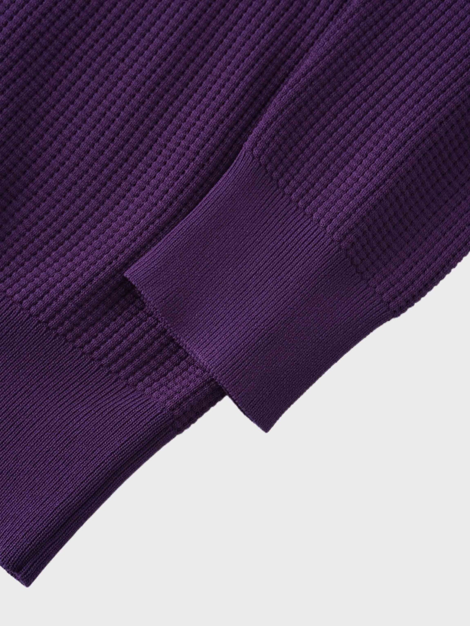 Waffle Collared Sweater-Purple