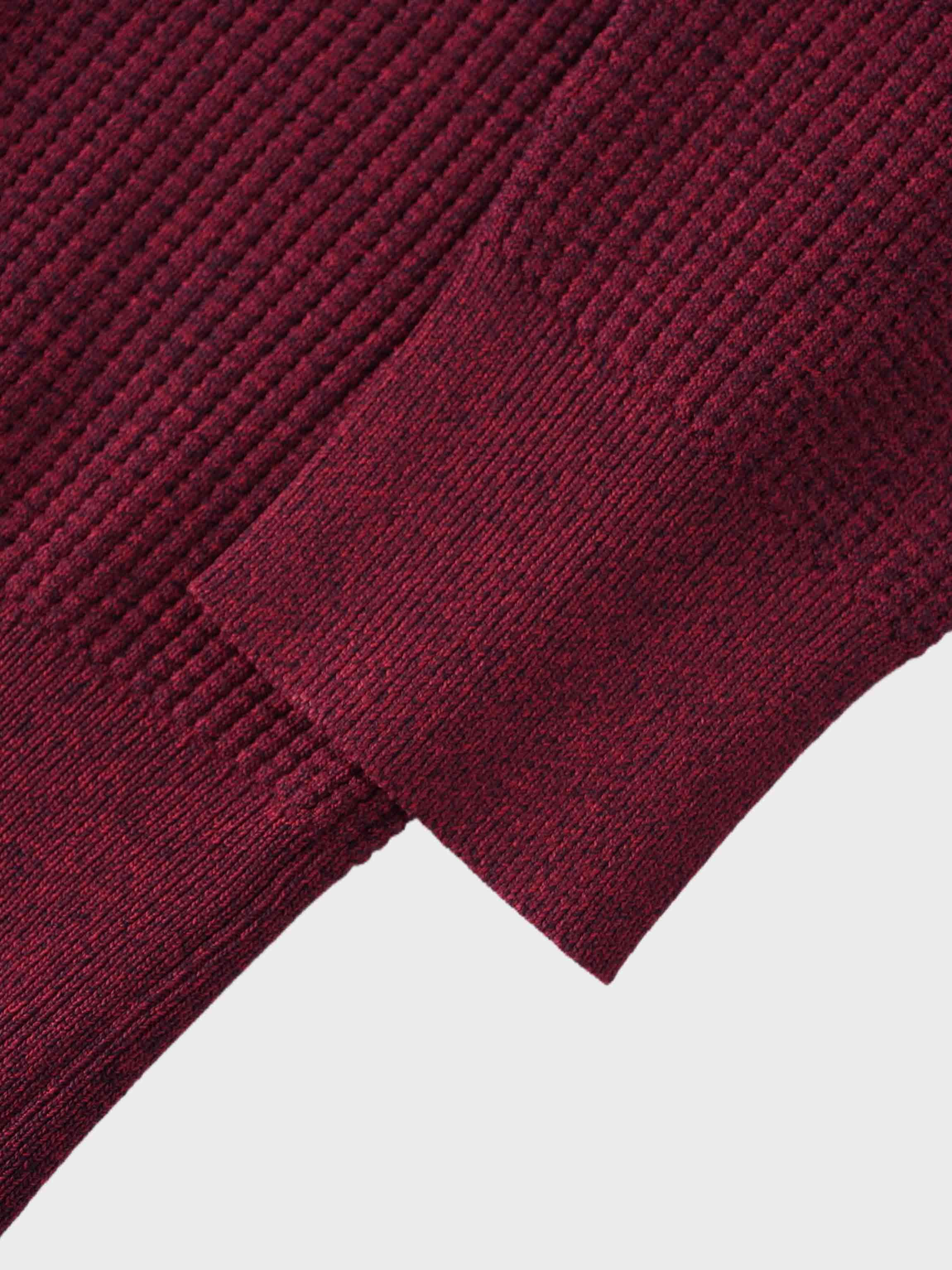 Waffle Collared Sweater-Heathered Cranberry