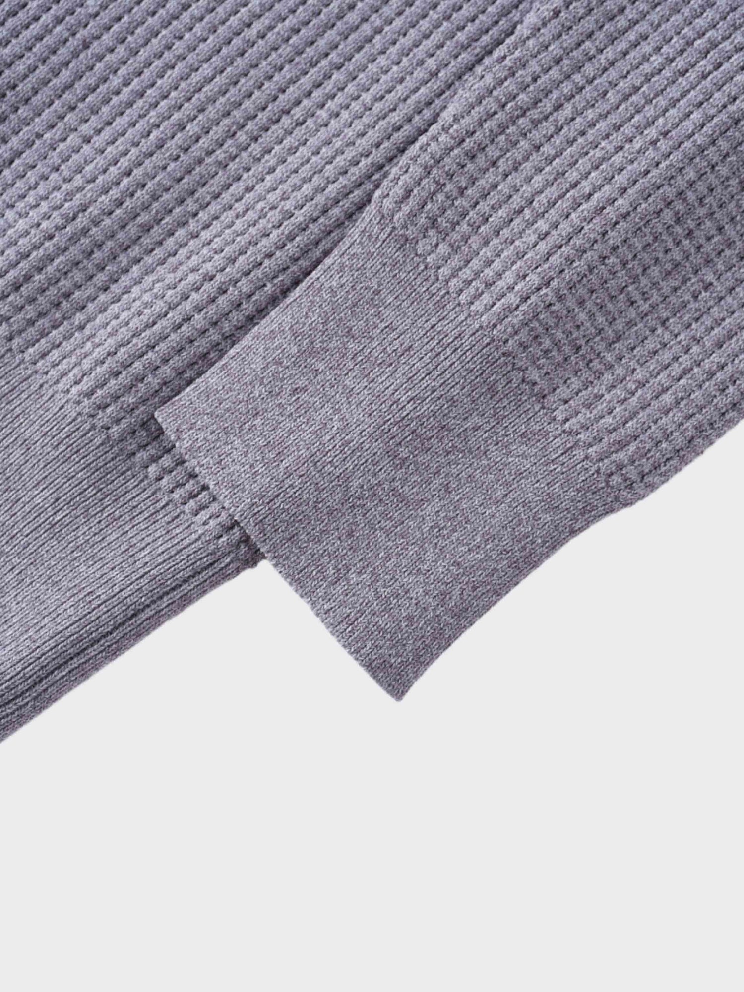 Waffle Collared Sweater-Heathered Grey