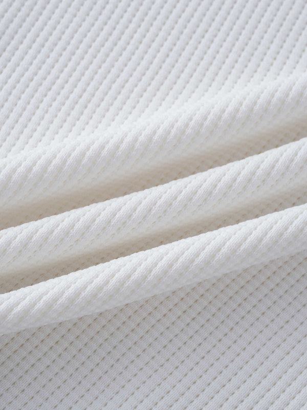 Waffle Collared Sweater-White