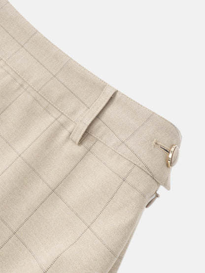 Straight Maxi Skirt - Tan Windowpane
