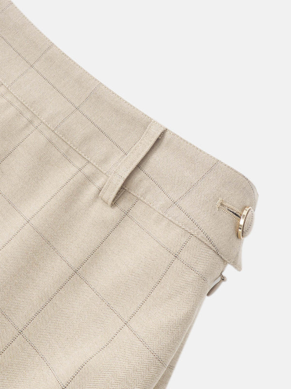 Straight Maxi Skirt - Tan Windowpane