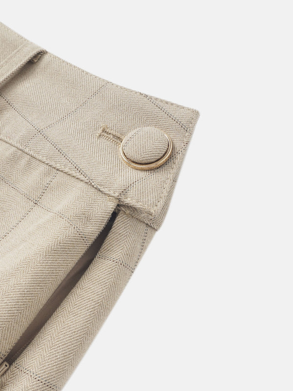 Straight Maxi Skirt - Tan Windowpane