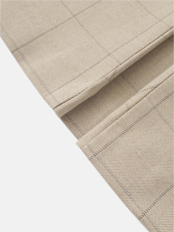 Straight Maxi Skirt - Tan Windowpane