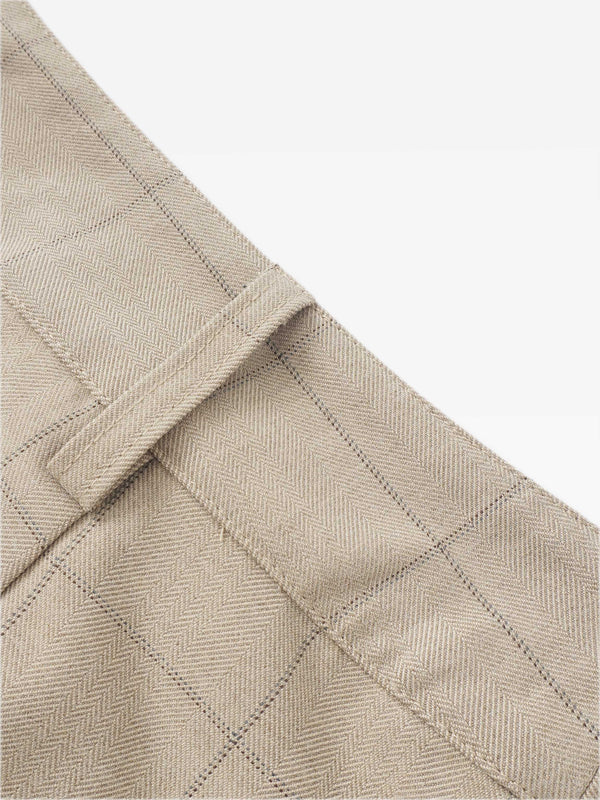 Straight Maxi Skirt - Tan Windowpane