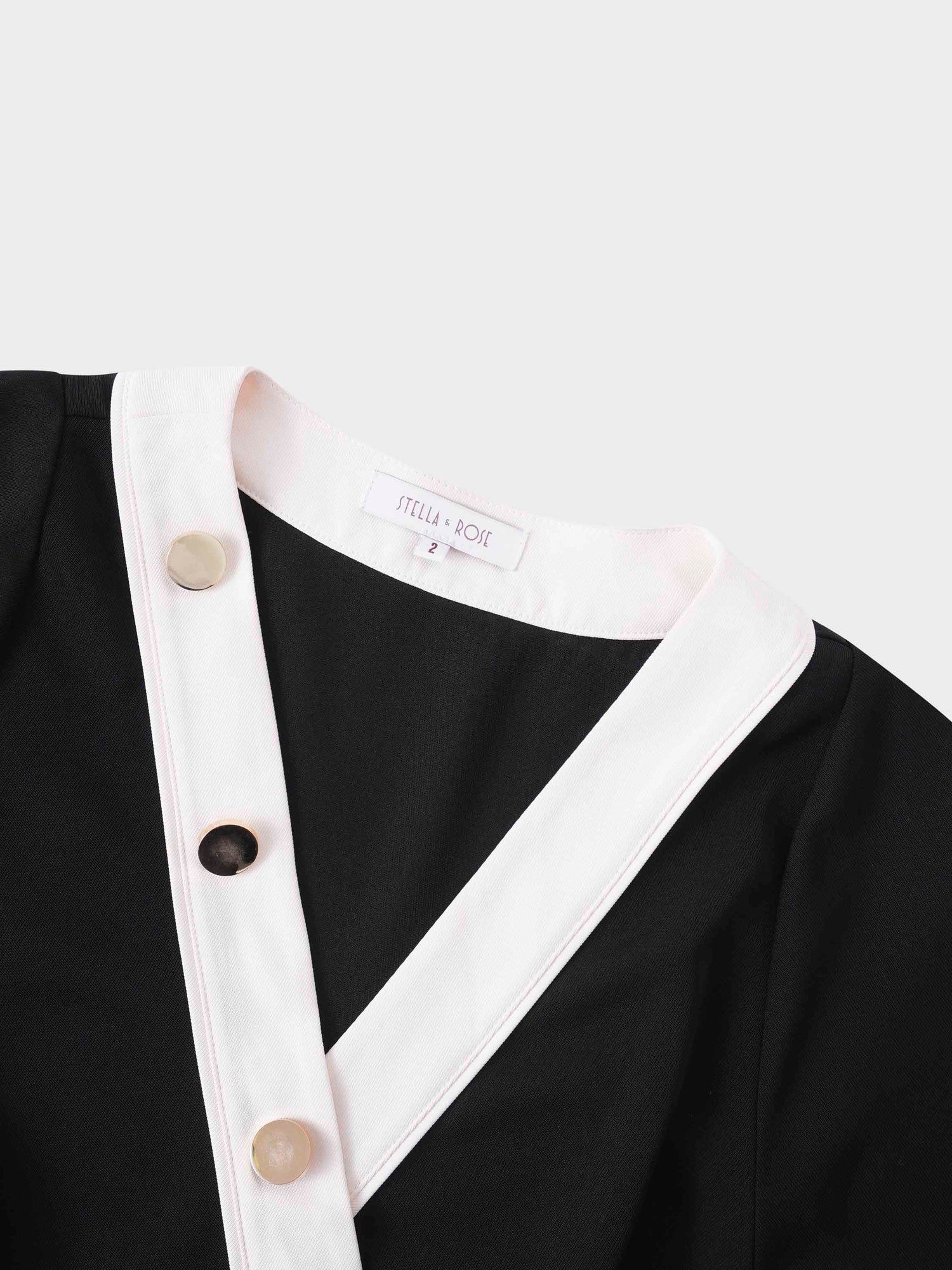 Side Button Dress- Black/Cream Trim Fame on Central Side Button Dress- Black/Cream Trim Fame on Central