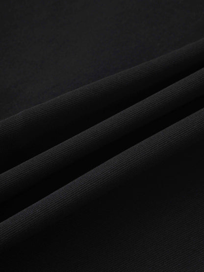 Side Button Dress- Black/Cream Trim