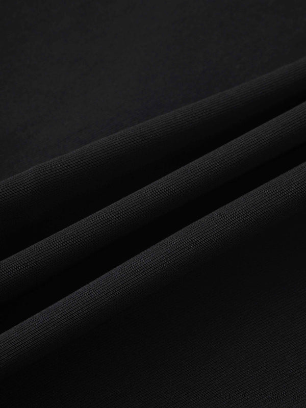 Side Button Dress- Black/Cream Trim