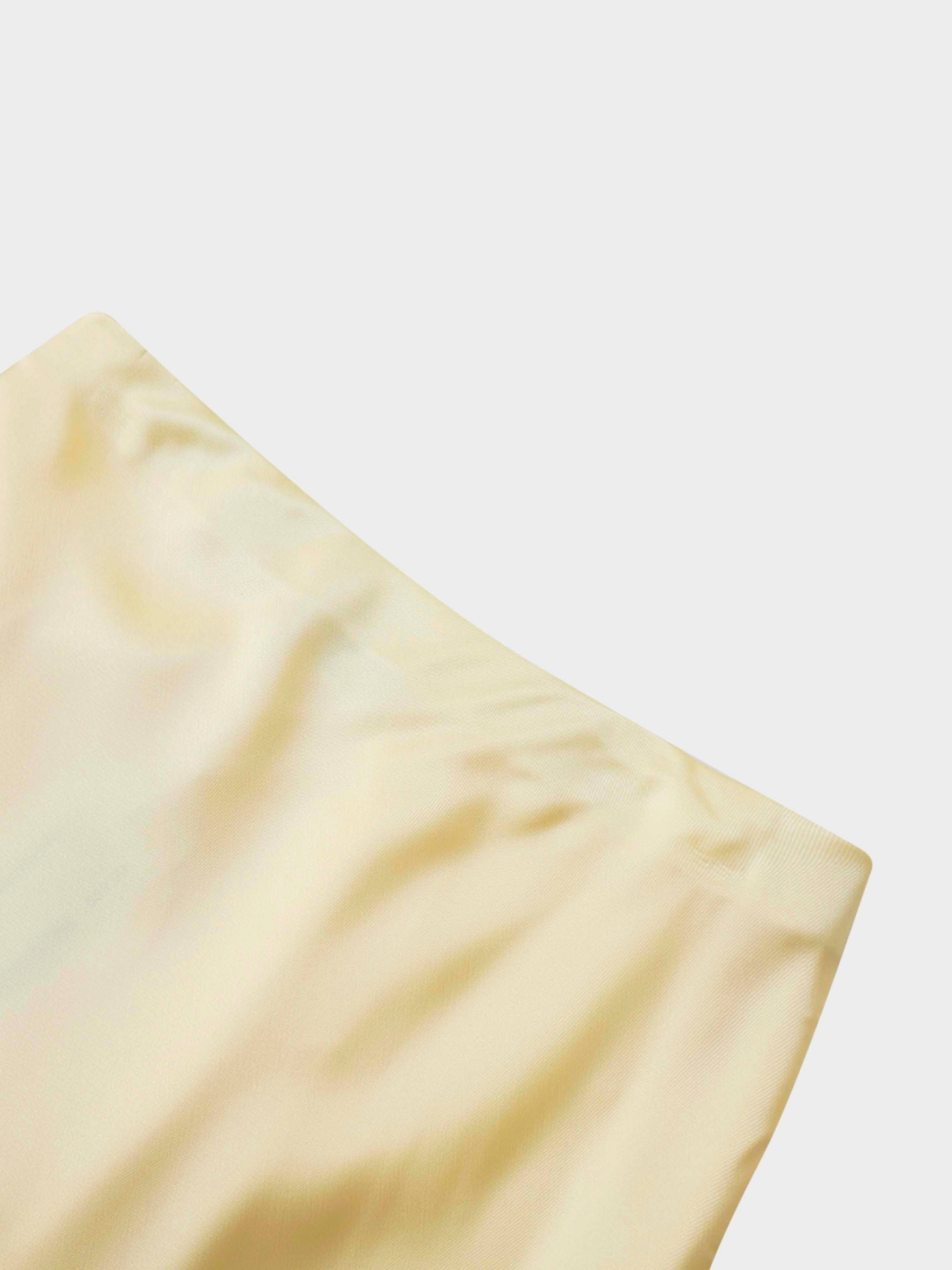 Solid Faux Satin Slip Skirt-Yellow