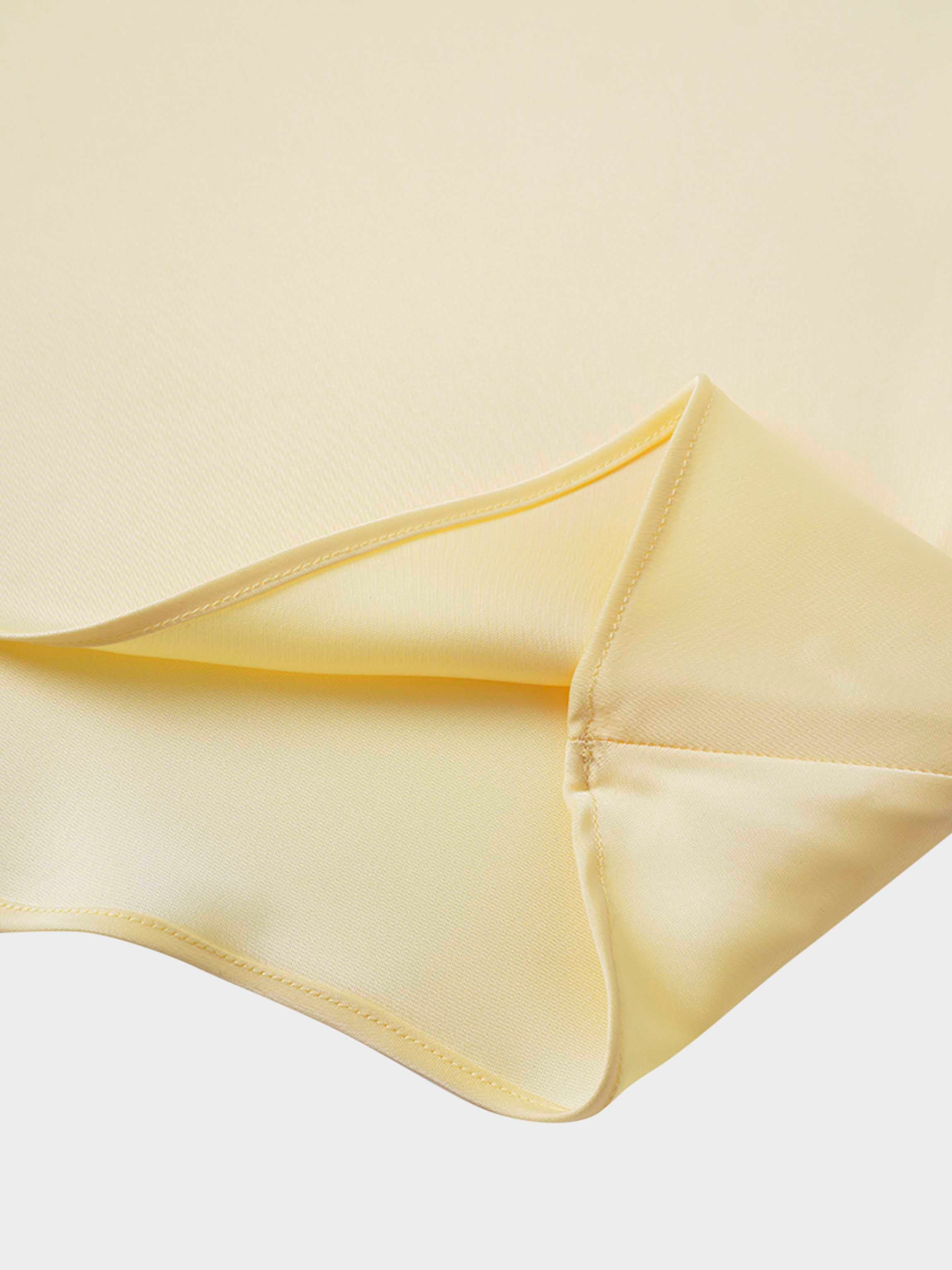 Solid Faux Satin Slip Skirt-Yellow