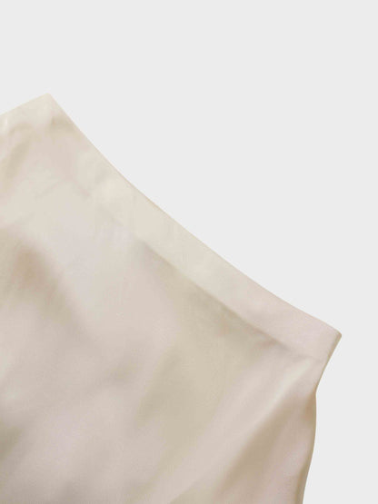 Solid Faux Satin Slip Skirt-Peach