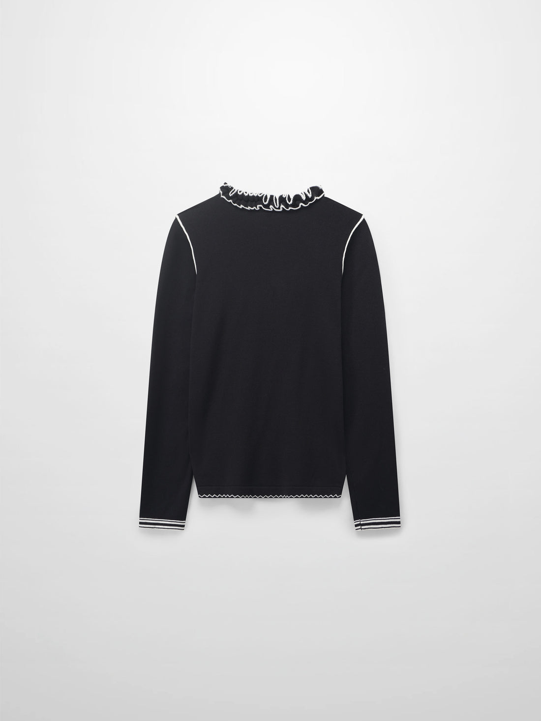 Ruffle Detail Sweater-Black/Ivory