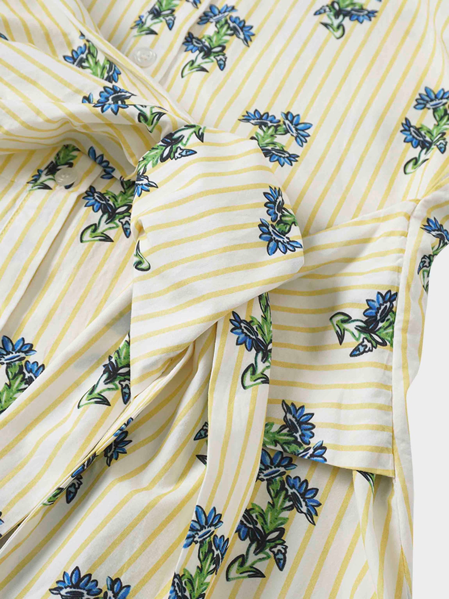 Side Tie Shirtdress-Floral Stripe