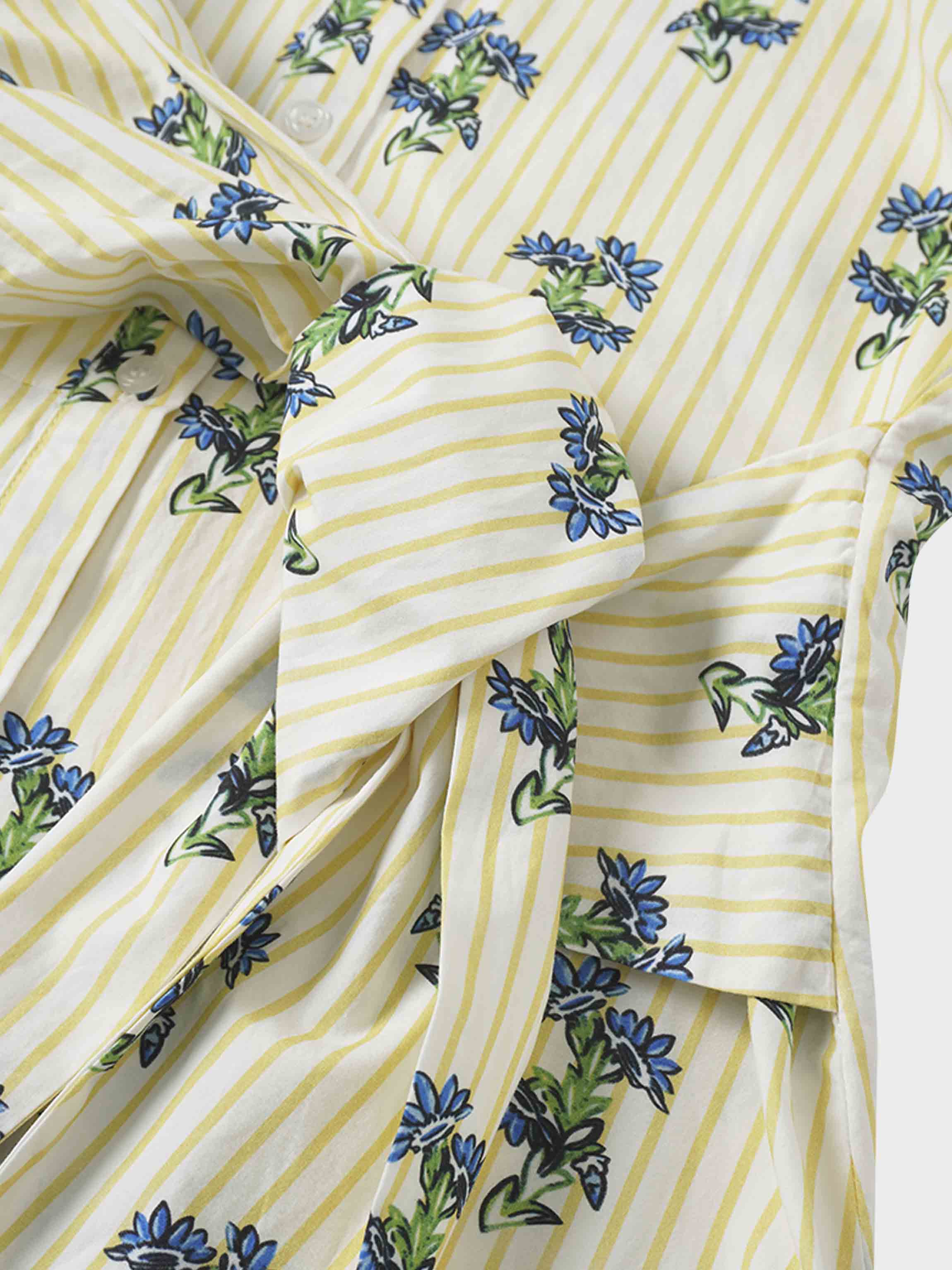 Side Tie Shirtdress-Floral Stripe