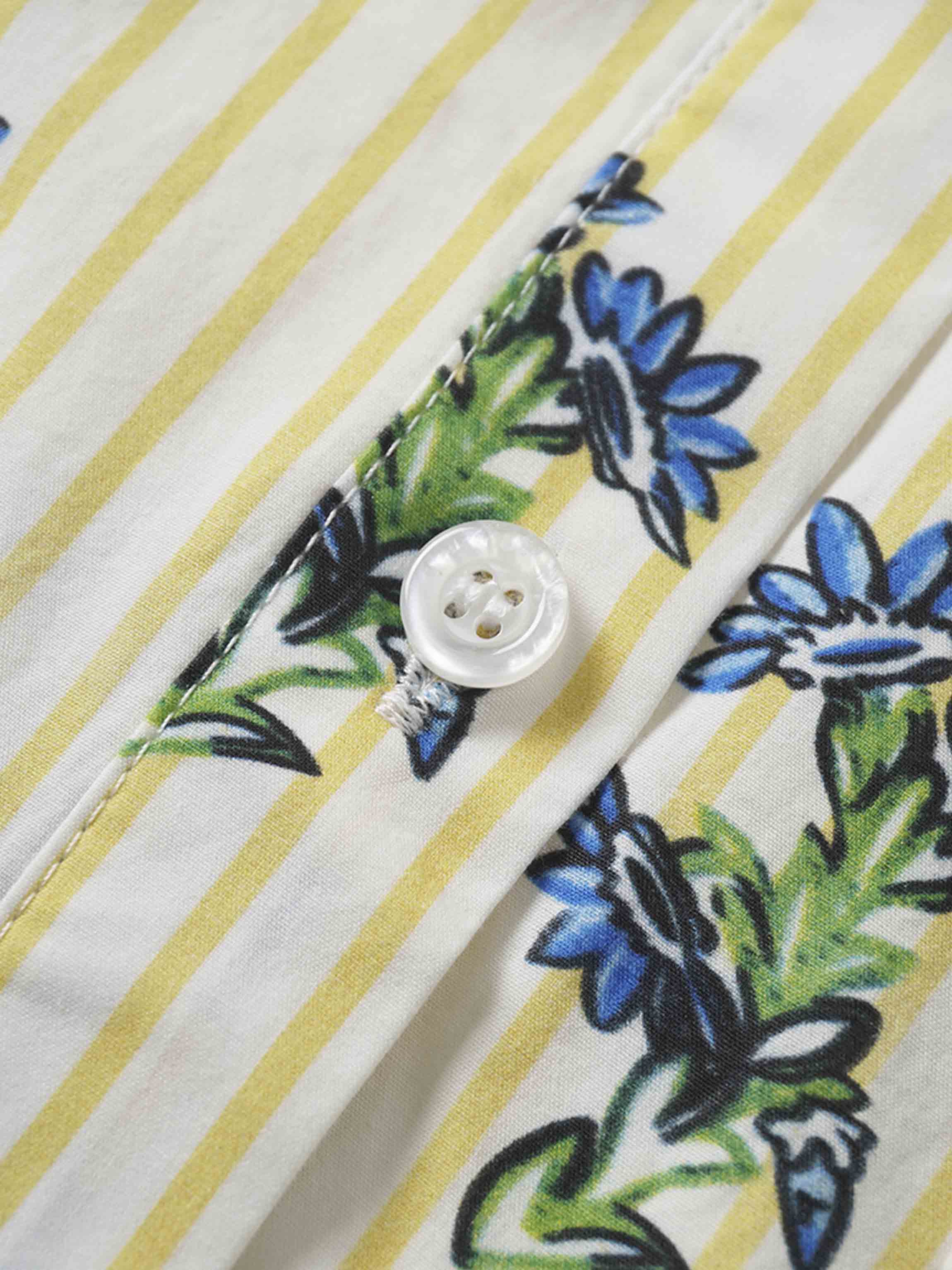 Side Tie Shirtdress-Floral Stripe