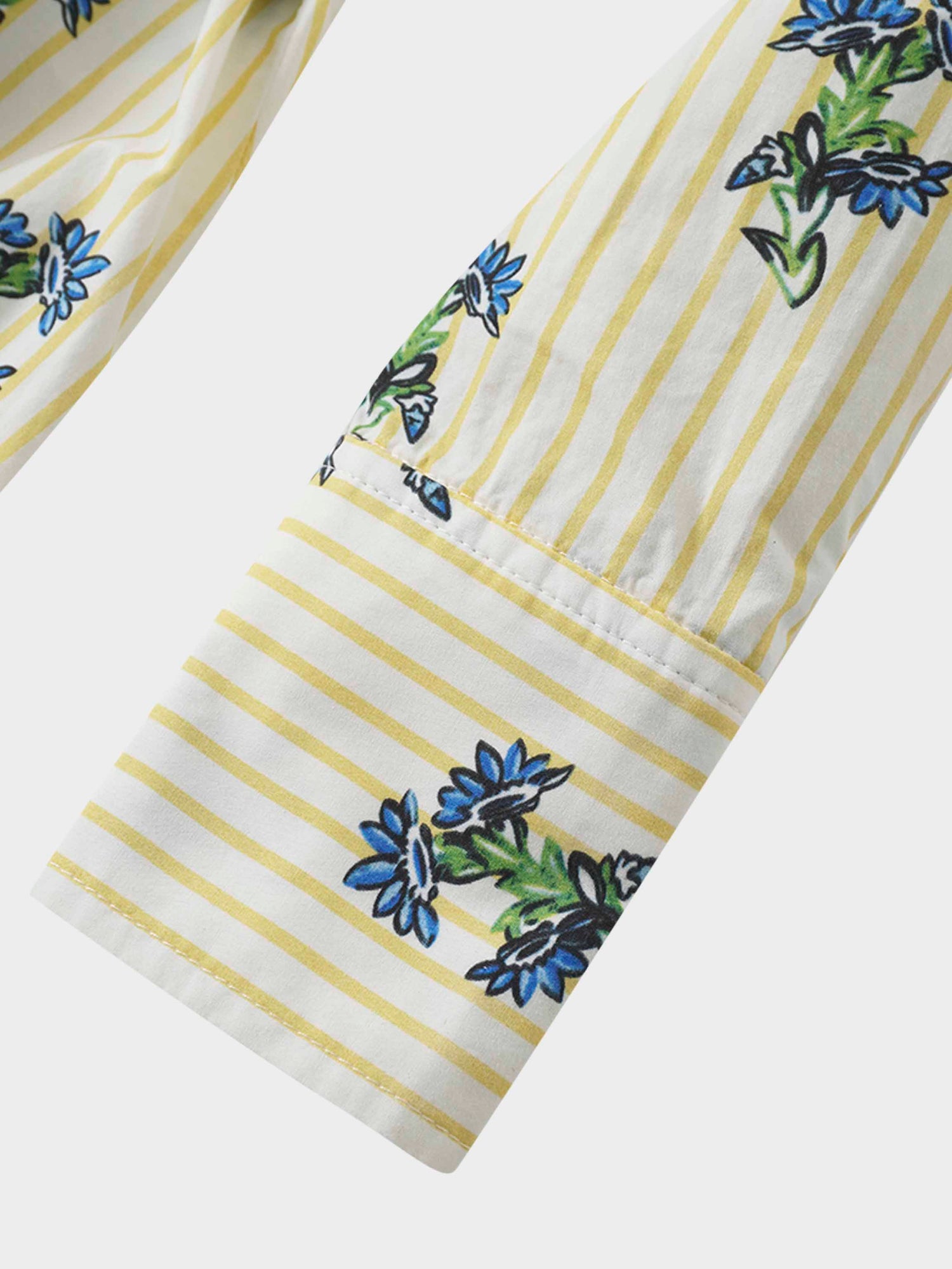 Side Tie Shirtdress-Floral Stripe