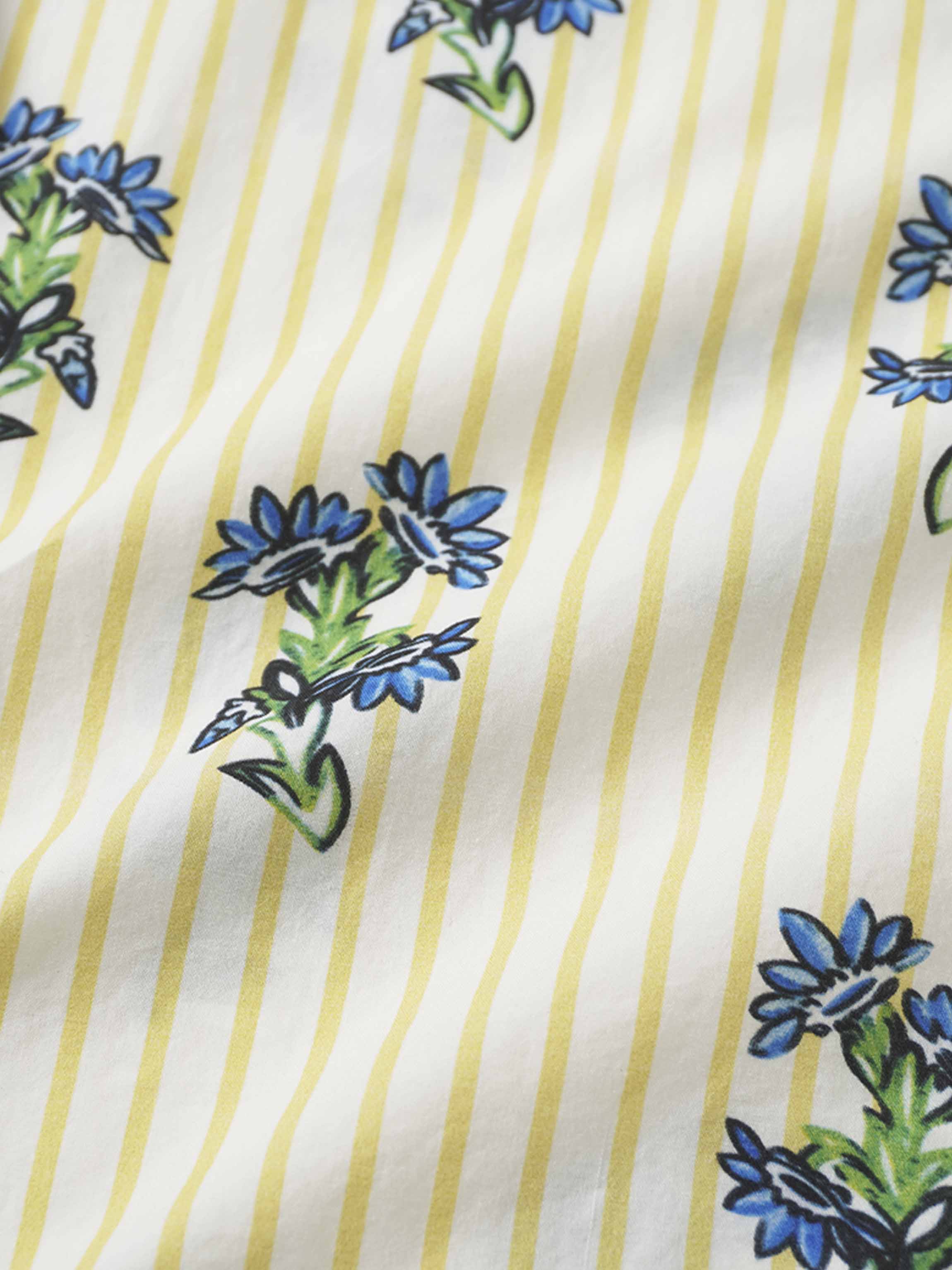 Side Tie Shirtdress-Floral Stripe