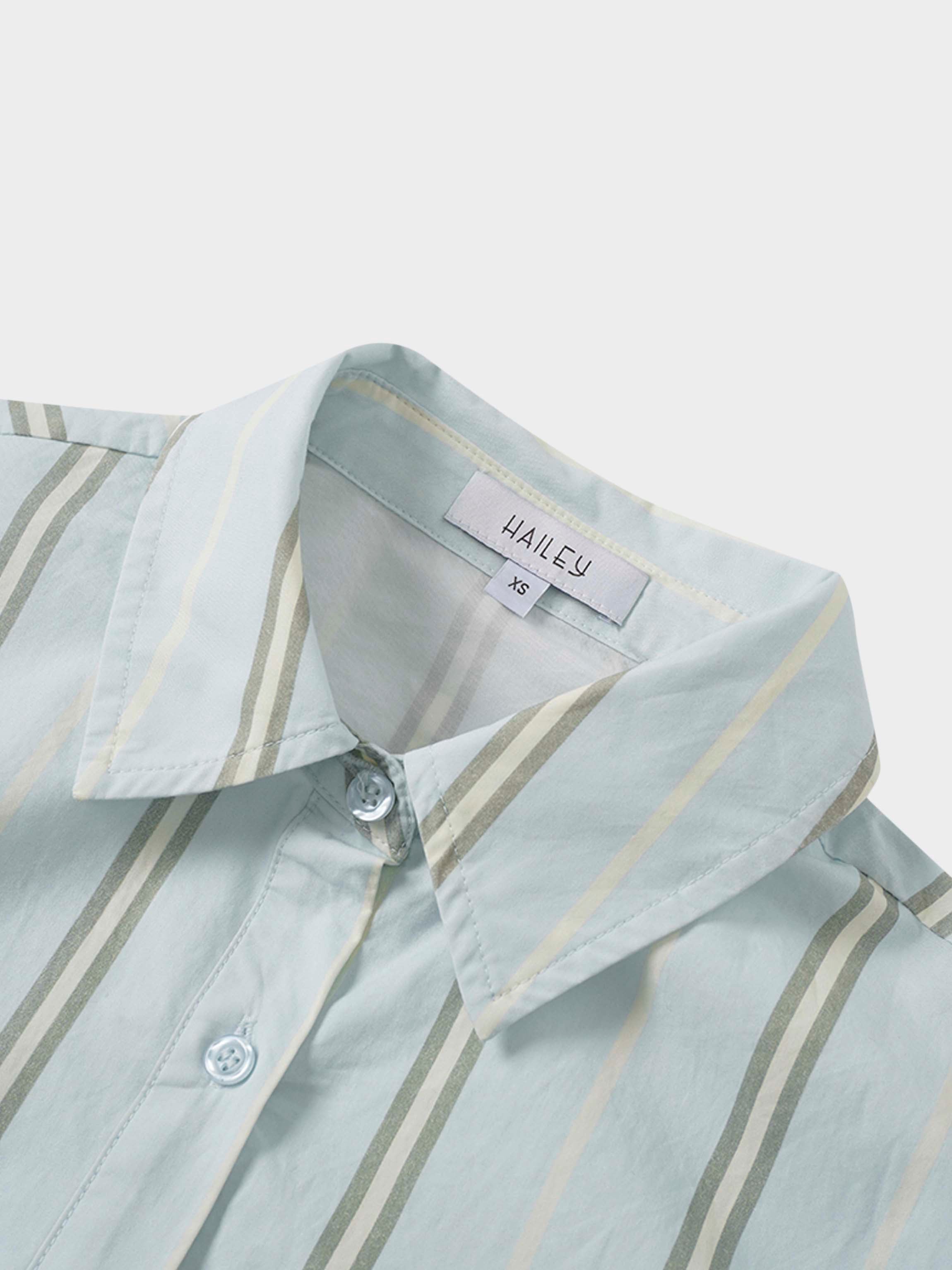 Side Tie Shirtdress-Stripe