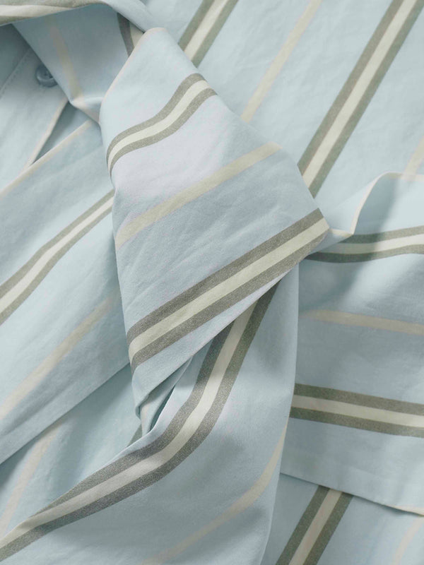 Side Tie Shirtdress-Stripe