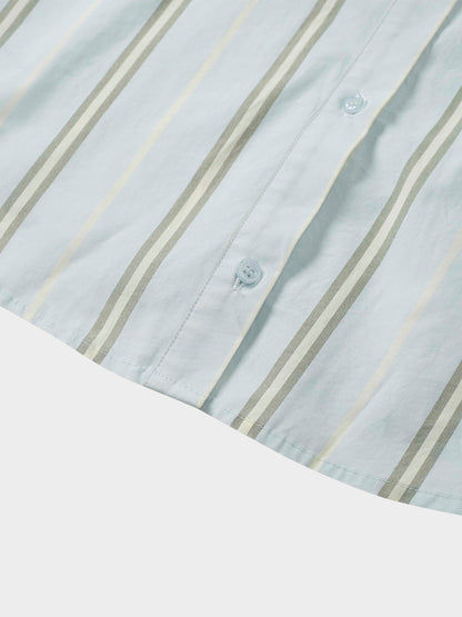 Side Tie Shirtdress-Stripe