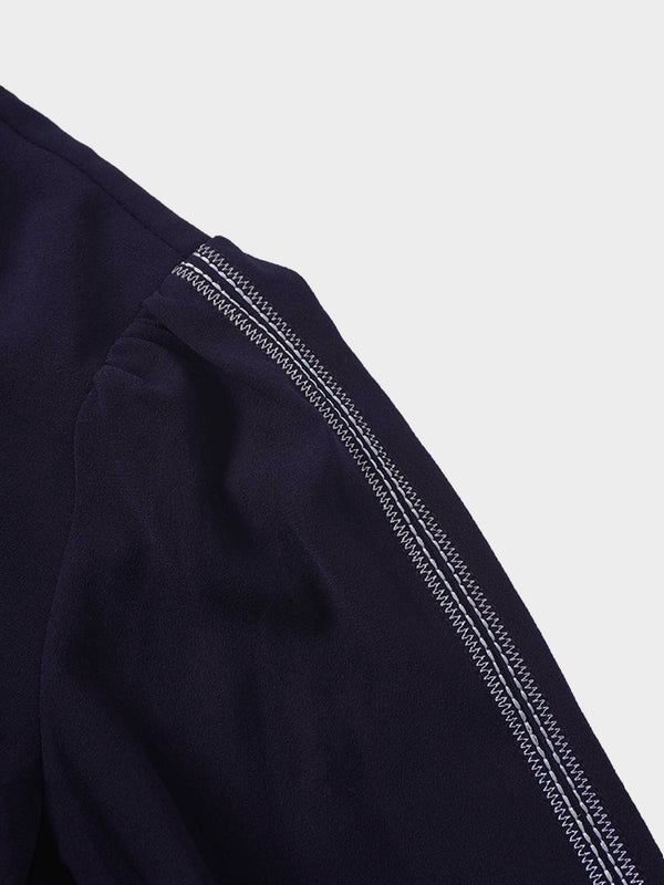 Tulip Sleeve Tie Back Dress-Navy